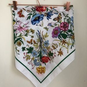 Floral silk like scarf shirt